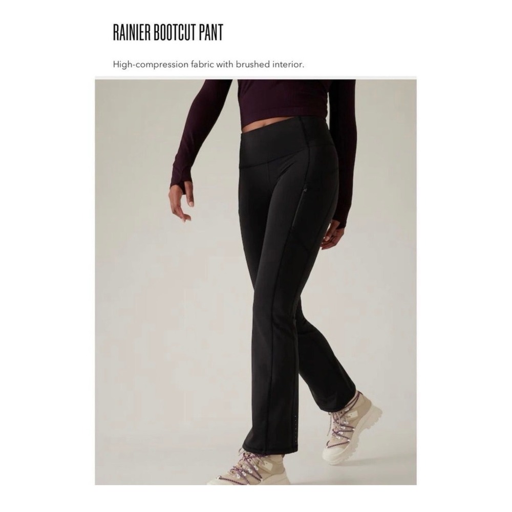 Athleta Rainier Bootcut Flare Pants XL Black Fleece Lined‎ Zip Pockets 467899-00